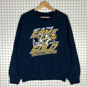 Nashville Predators NHL Sweatshirt Small Navy Blue Get In The Game Vintage Y2K
